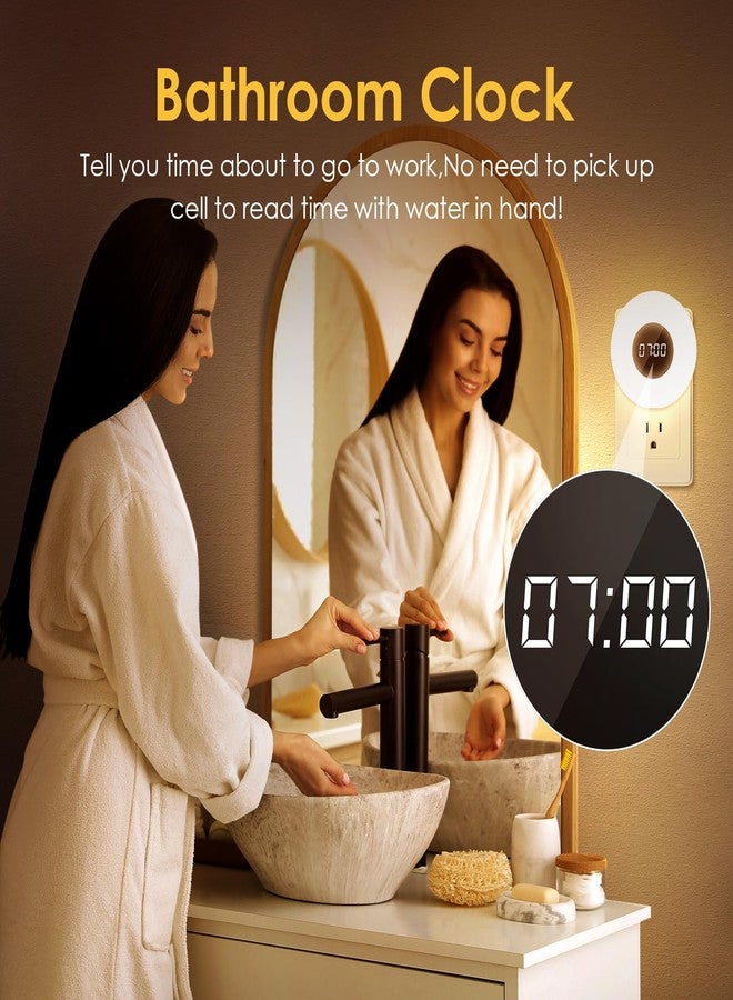 One Fire Night Light Clock, Dimmable+3 Light Colors+Timer Nightlight Timing Light, Small Clock, Toilet Light with Plug in Timer, Night Light Plug in, Nightlight for Kids Room, Bedroom Clocks for Kids Room - Image 3
